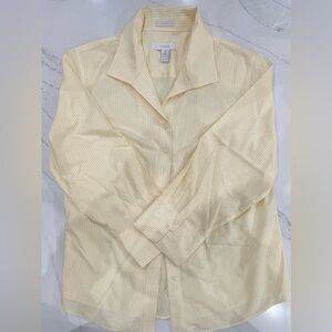 Chico's Yellow Striped Button Down Blouse Size 2
